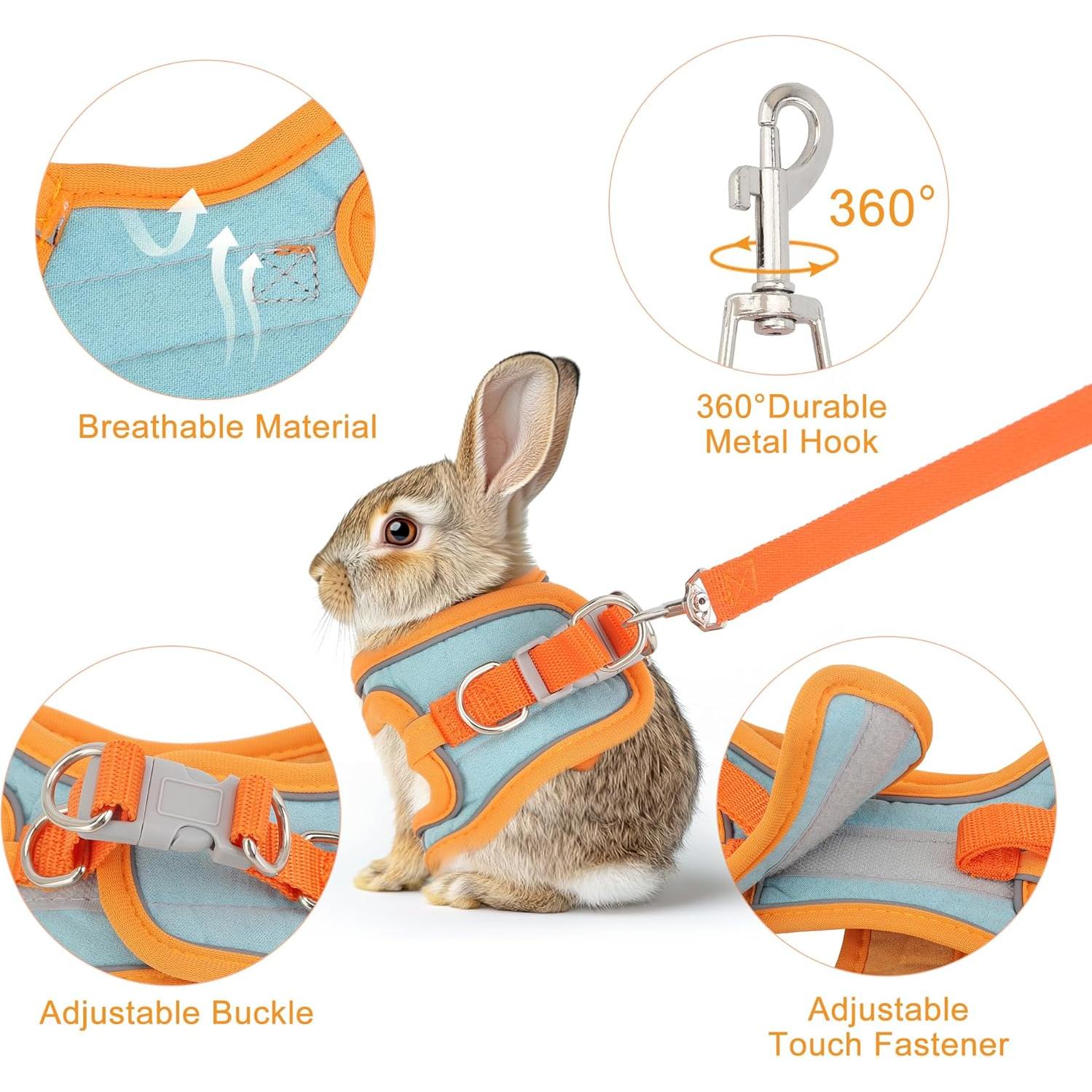 Arnés y Correa Ajustable Timwaygo para Conejo S Reflectante