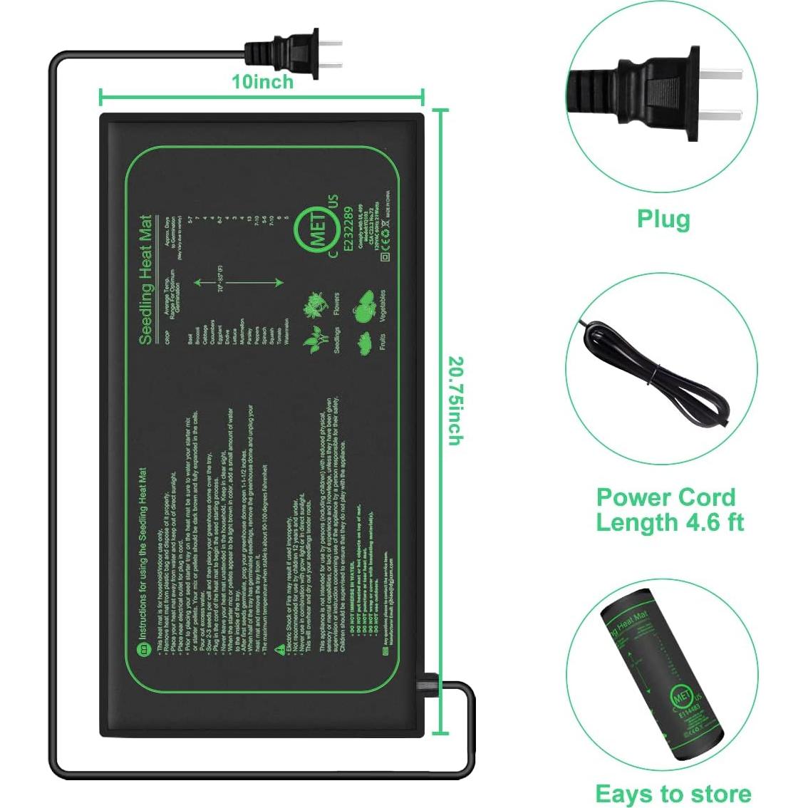 Almohadilla Térmica 21W Honghu para Plántulas 25.4x52.7cm