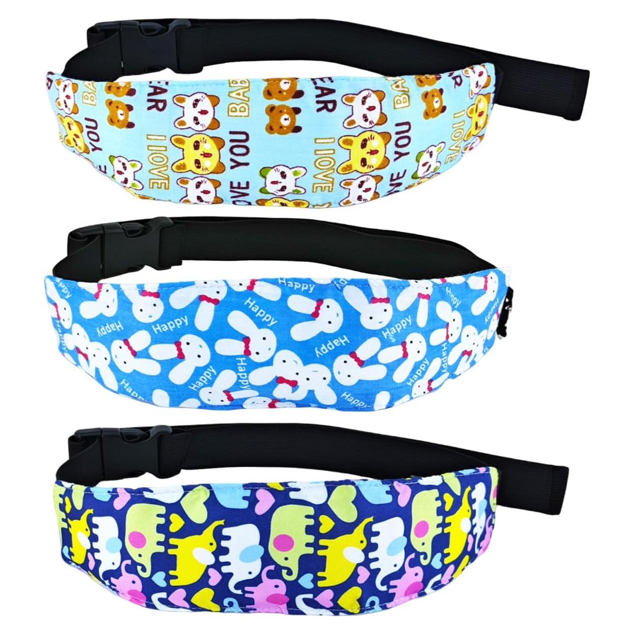 Banda de Soporte para Cabeza de Bebé 3 Pcs - Algodón Azul