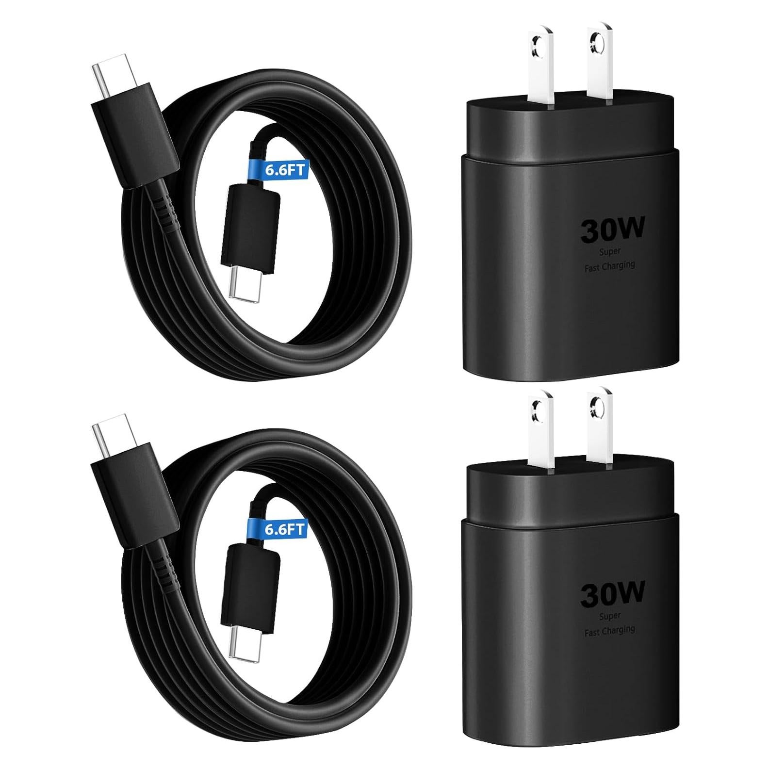 Cargador Rápido 30W USB C + Cable 2.01m Negro - iPhone/Samsung