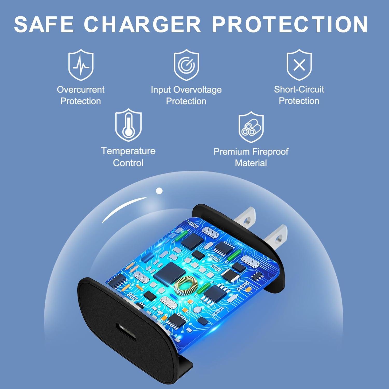 Cargador Rápido 30W USB C + Cable 2.01m Negro - iPhone/Samsung