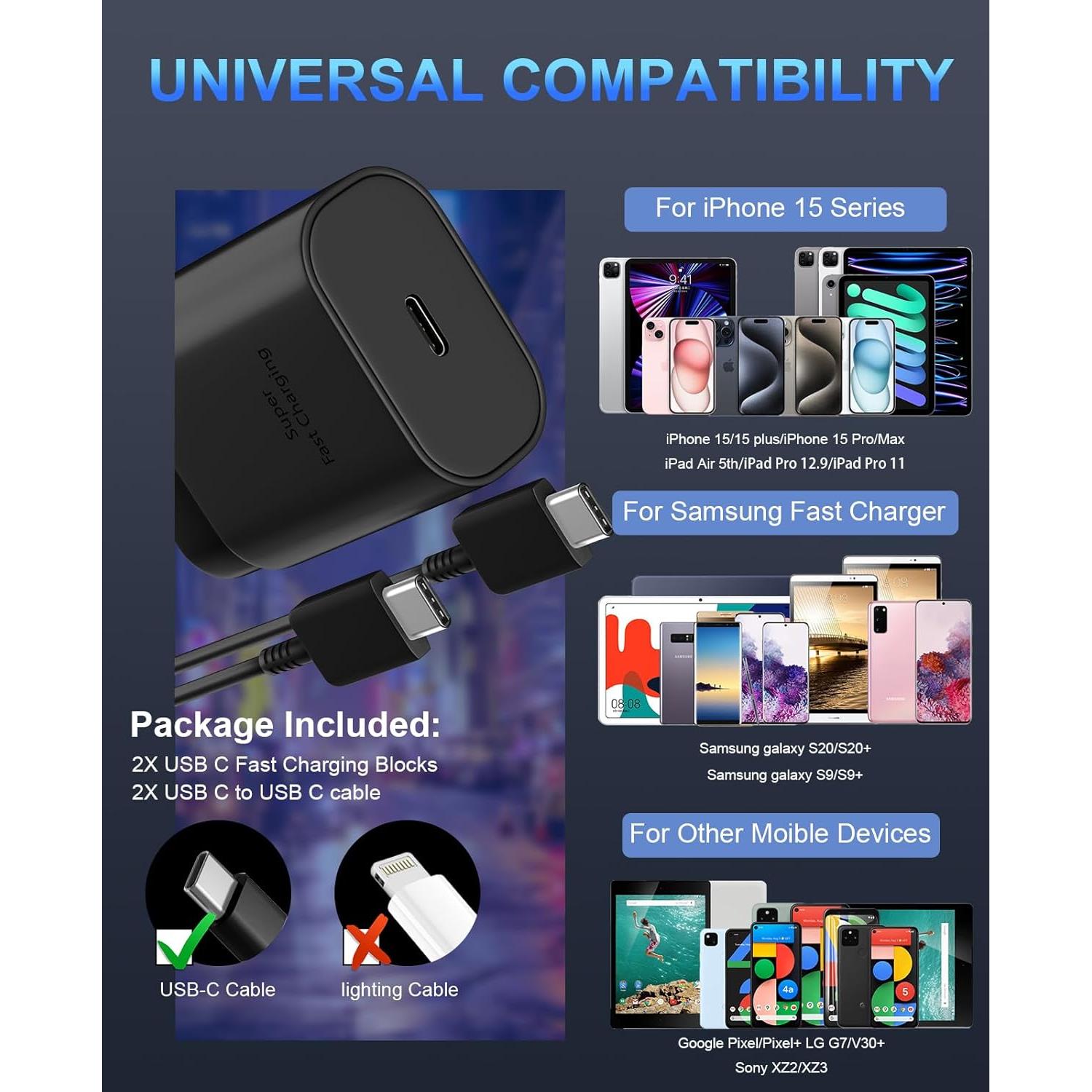 Cargador Rápido 30W USB C + Cable 2.01m Negro - iPhone/Samsung