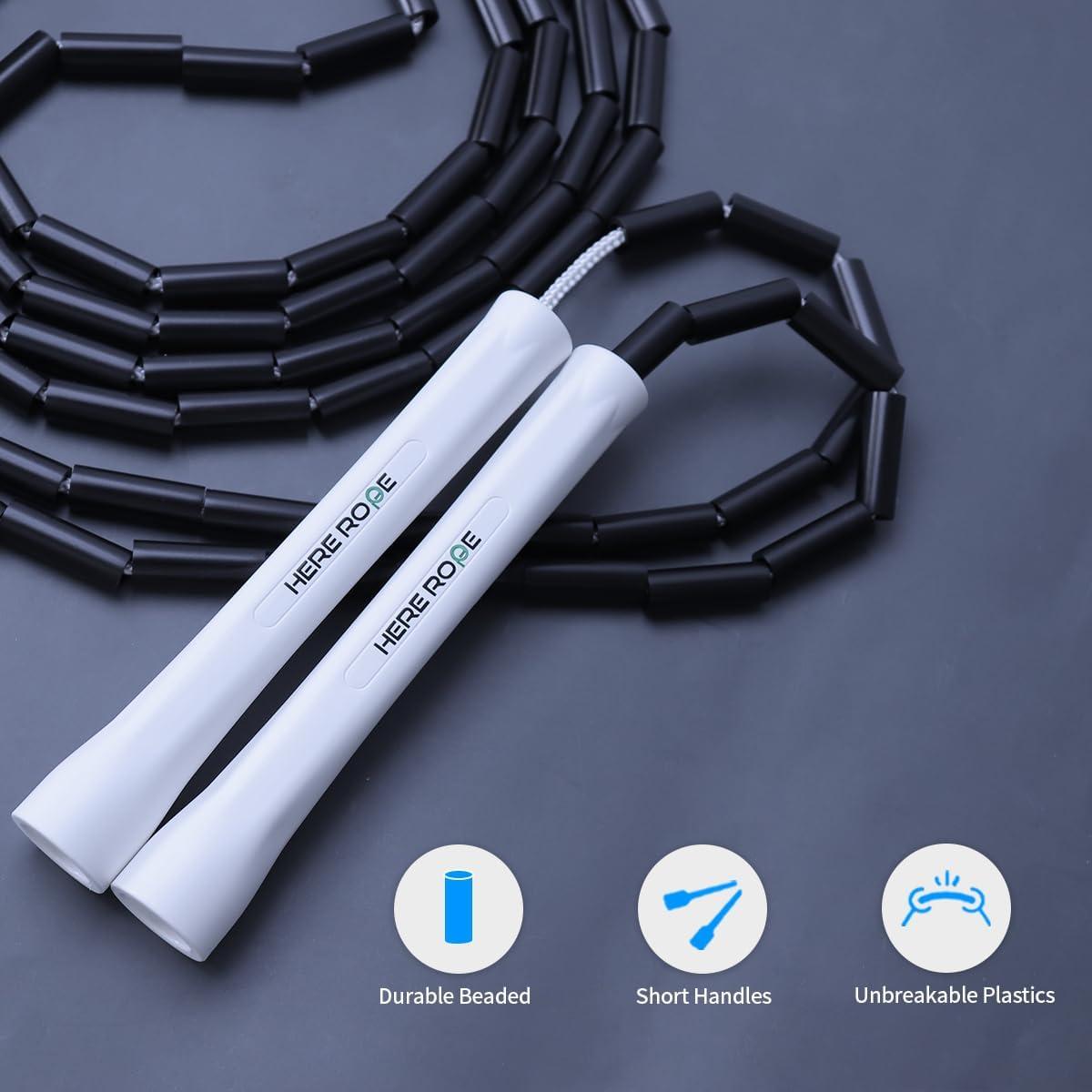 Cuerda de Salto Ajustable Genérico con Cuentas Negras 3.2m