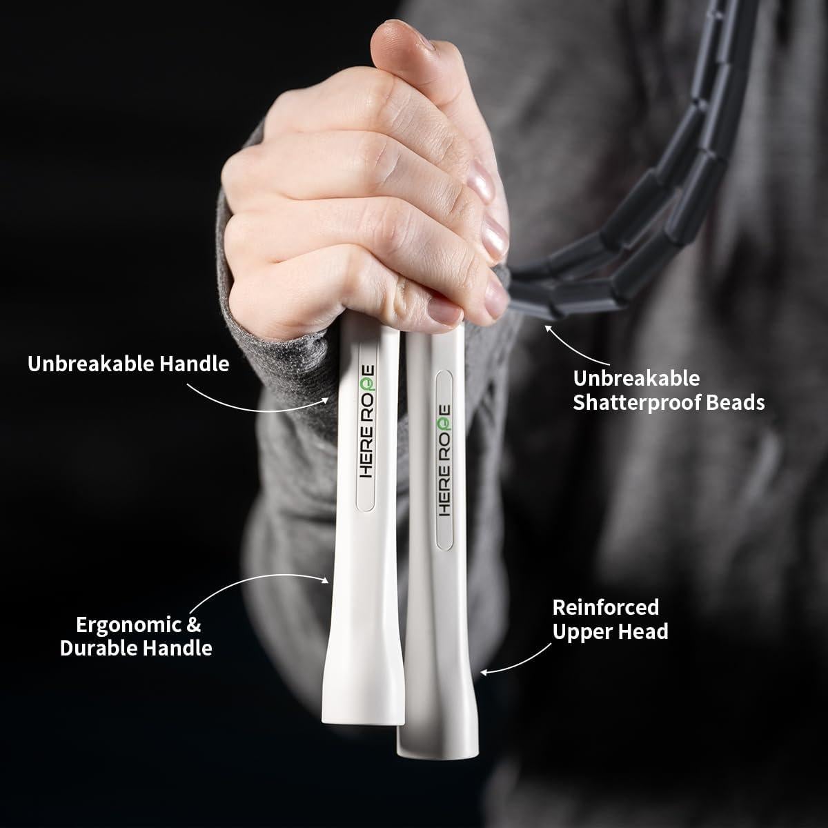 Cuerda de Salto Ajustable Genérico con Cuentas Negras 3.2m