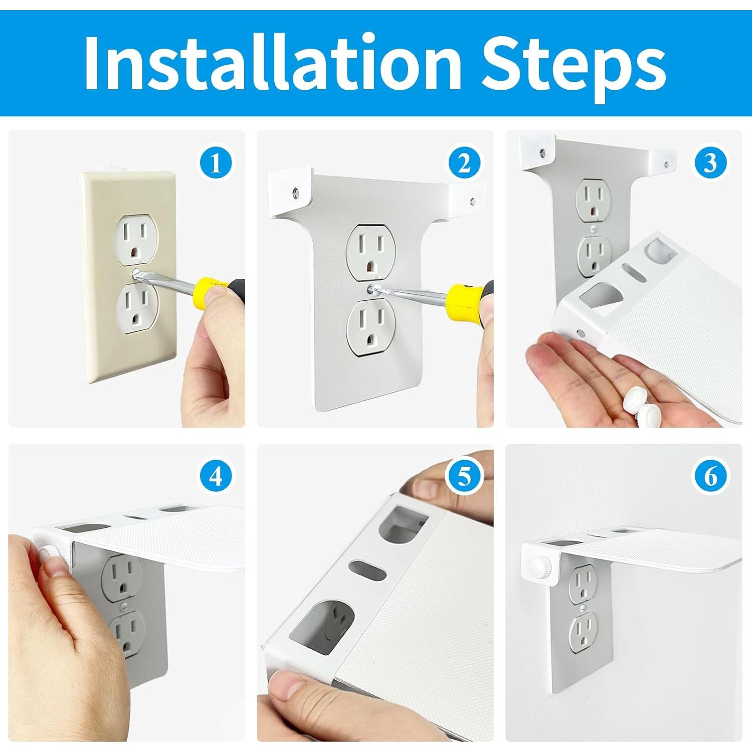 Estante de Enchufe Roolaudk Blanco Metal 13x15x12.7 cm