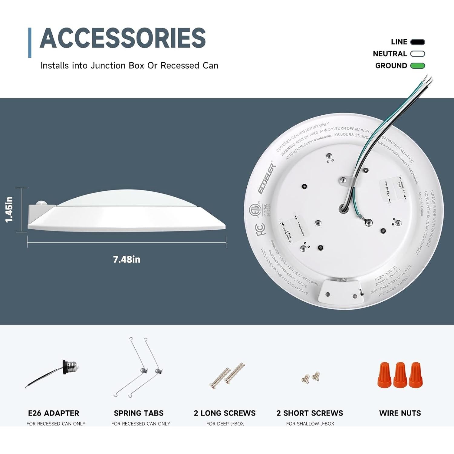Luz de Techo LED ECOELER 16W con Sensor de Movimiento 19cm