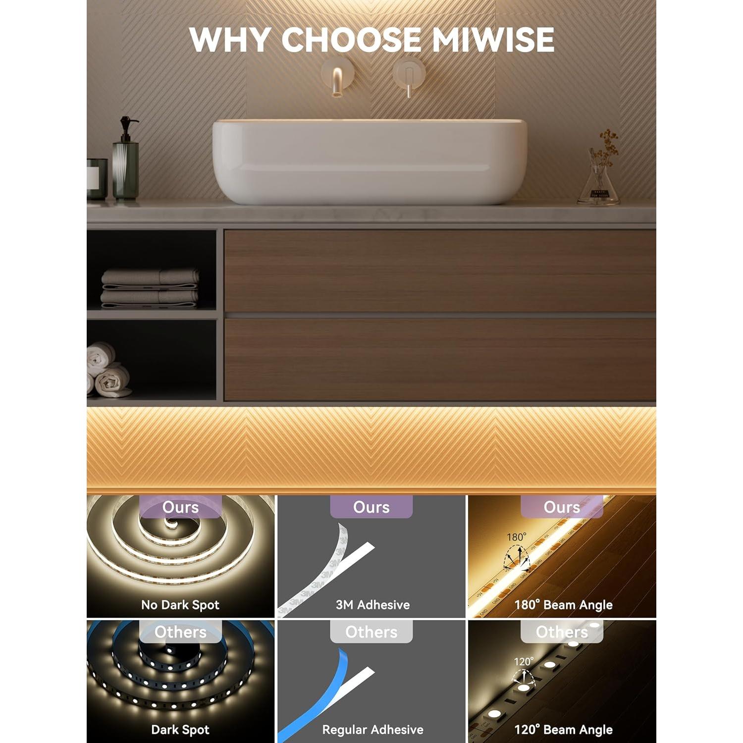 Tira LED COB MIWISE 2m 2700K USB Dimerizable Táctil