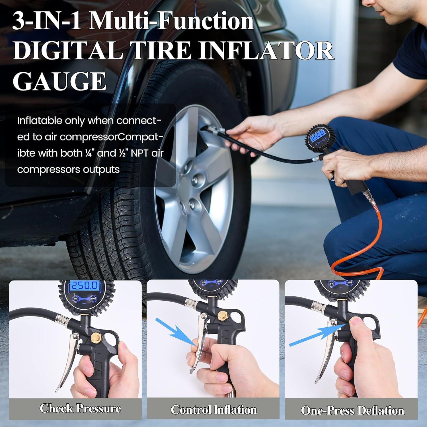 Medidor de Presión de Neumáticos Digital AmazStove 250 PSI