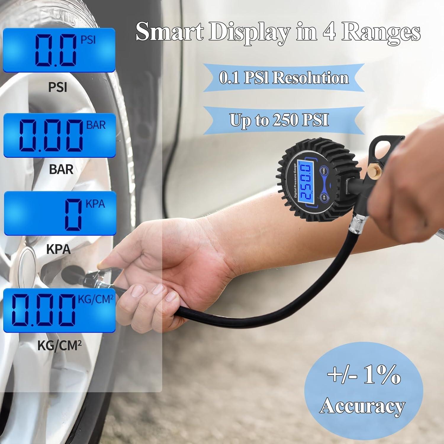 Medidor de Presión de Neumáticos Digital AmazStove 250 PSI