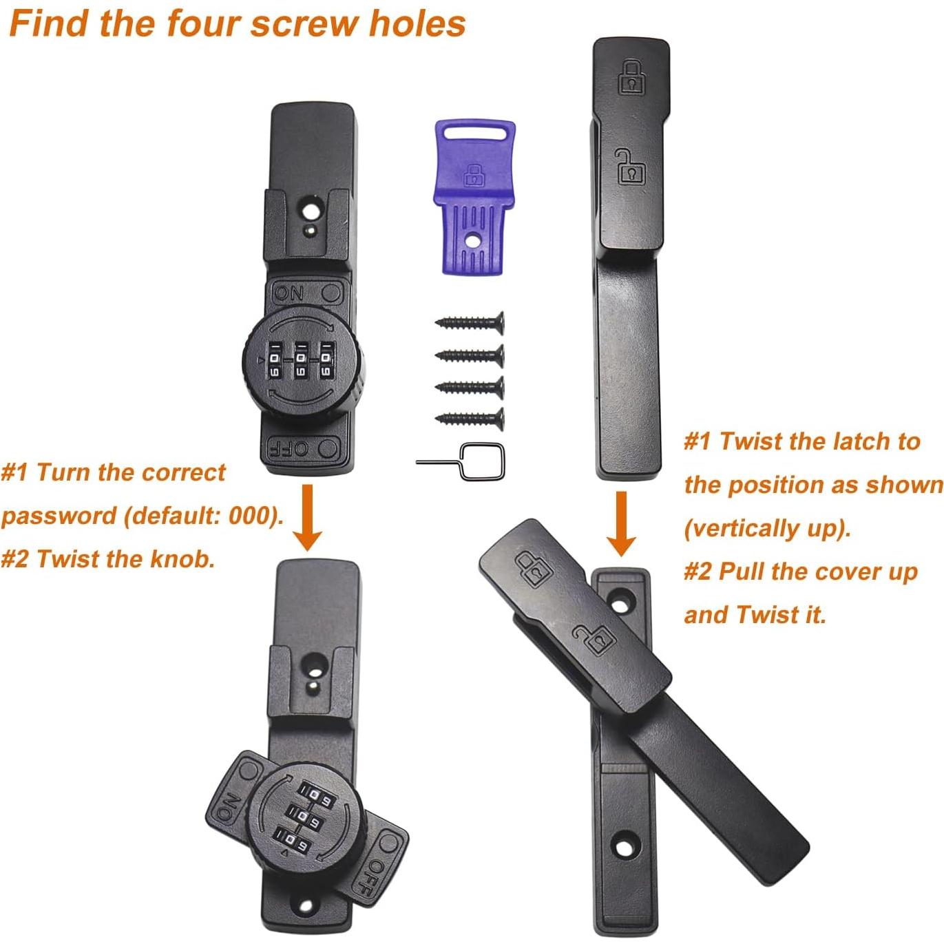 Pestillo Invertido ETEKJOY con Combinación 90 Grados Negro