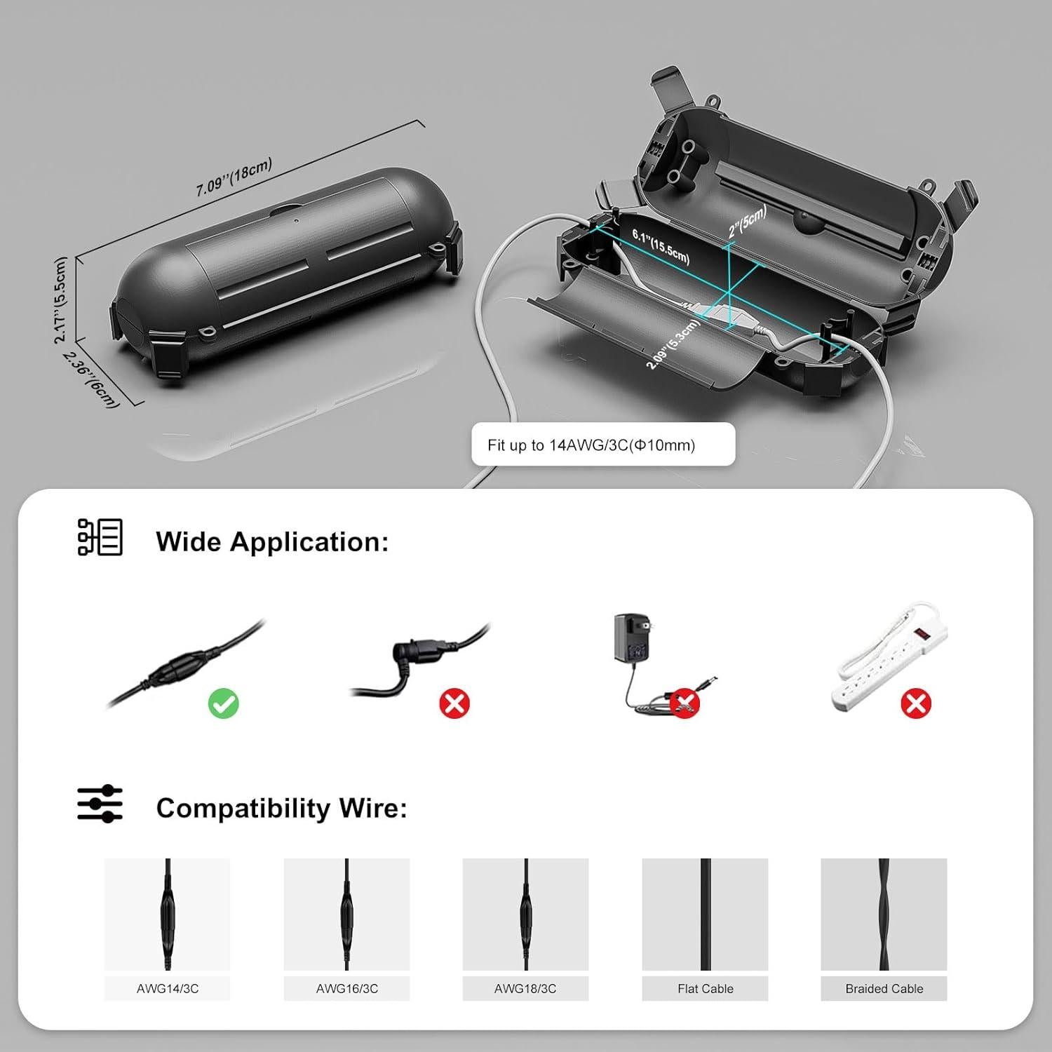 Cubierta de Cable de Extensión Iwillink 6 Paquete Impermeable