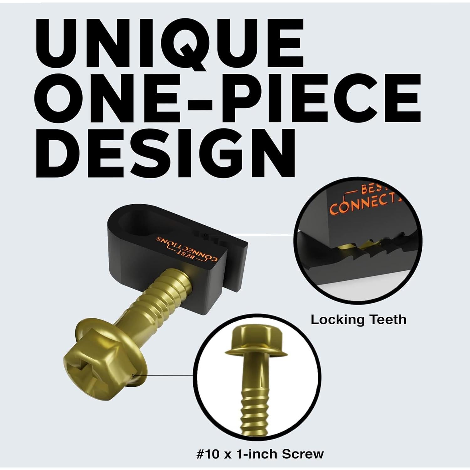 Clips de Cable Coaxial con Tornillo Preinsertado Best Connections - Paquete de 1000 Piezas