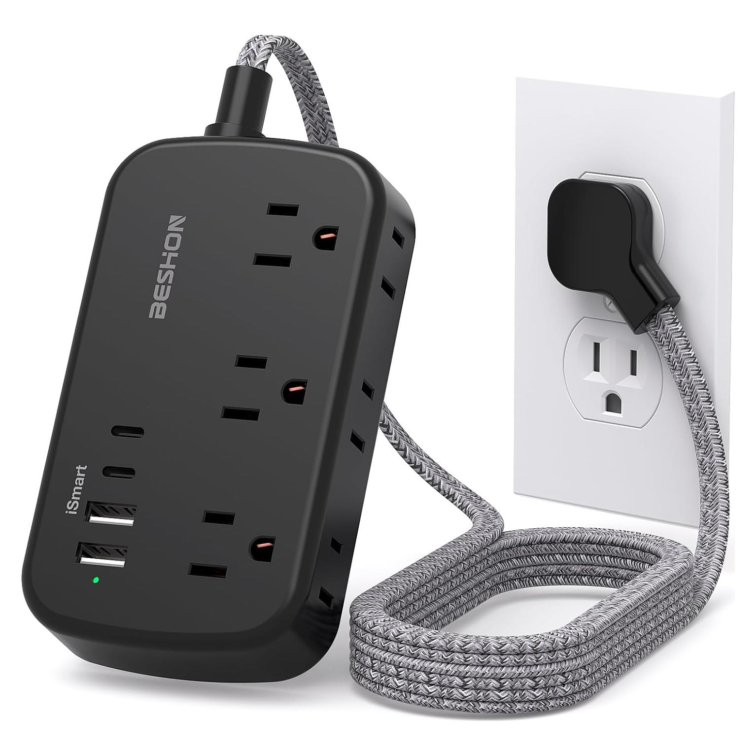 Regleta BESHON 5FT con 6 salidas y 4 puertos USB-C