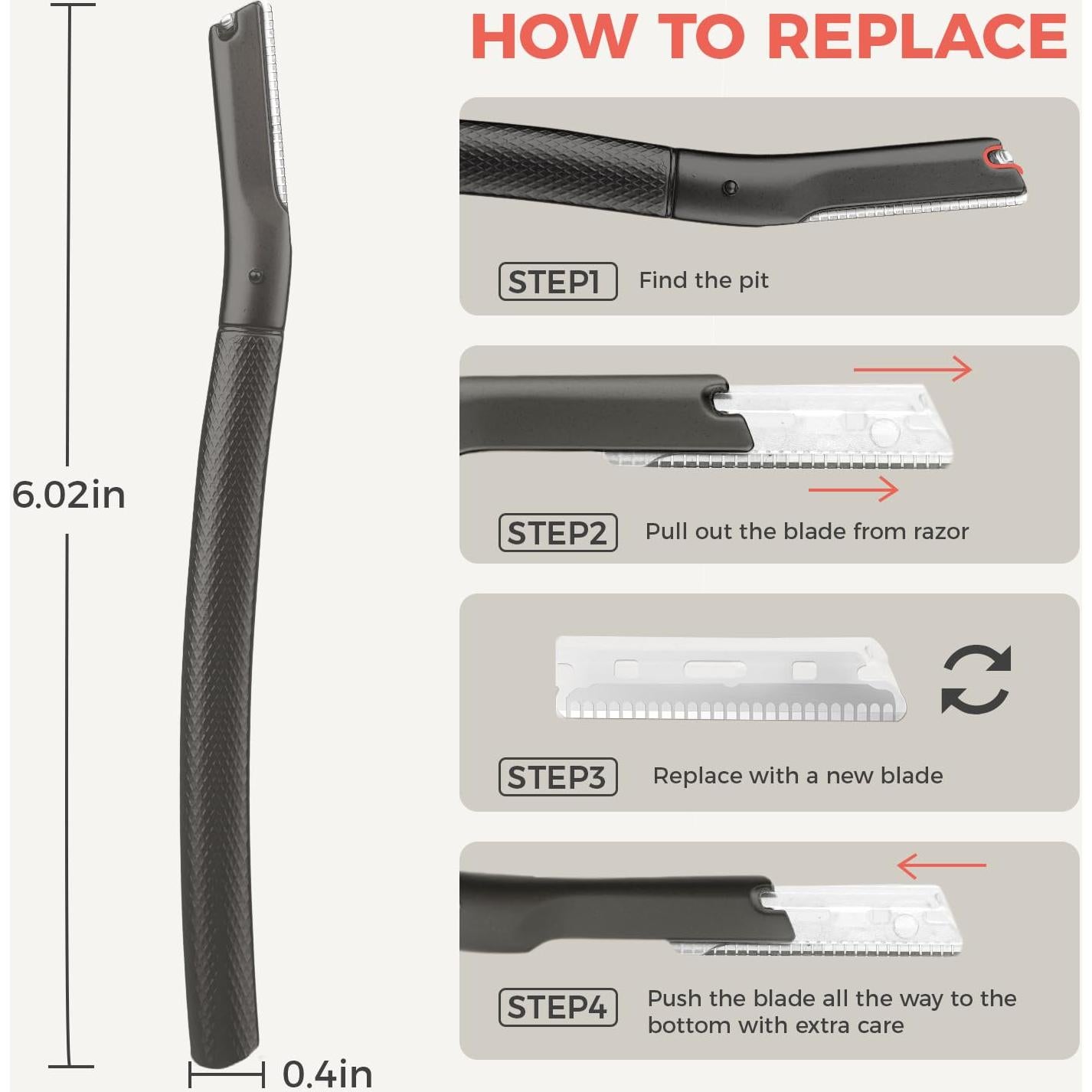 Rasuradora de Cejas ZOMCHI con 6 Cuchillas - Afeitadora Facial