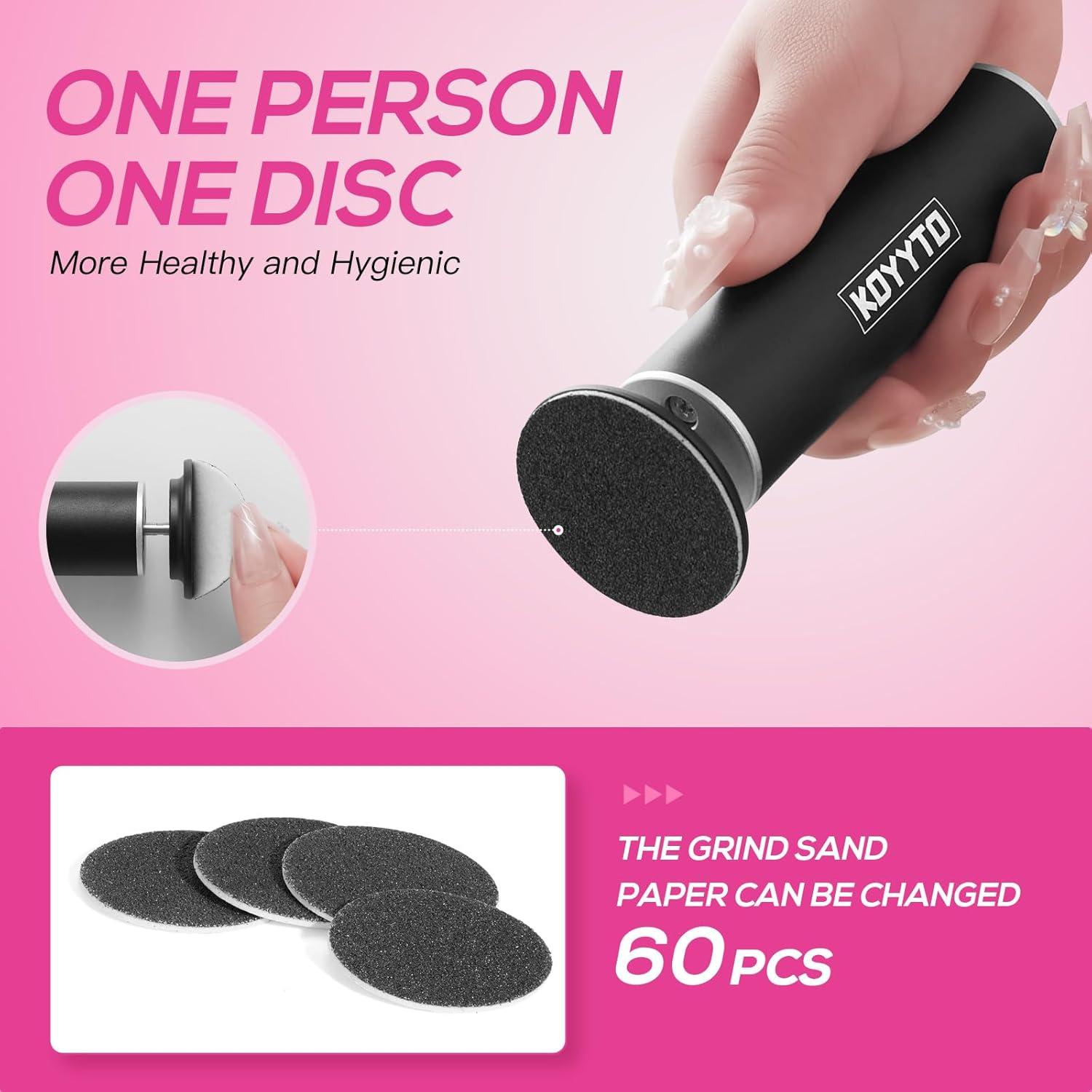 Lima de pies eléctrica KOYYTO con 60 discos de lija negra