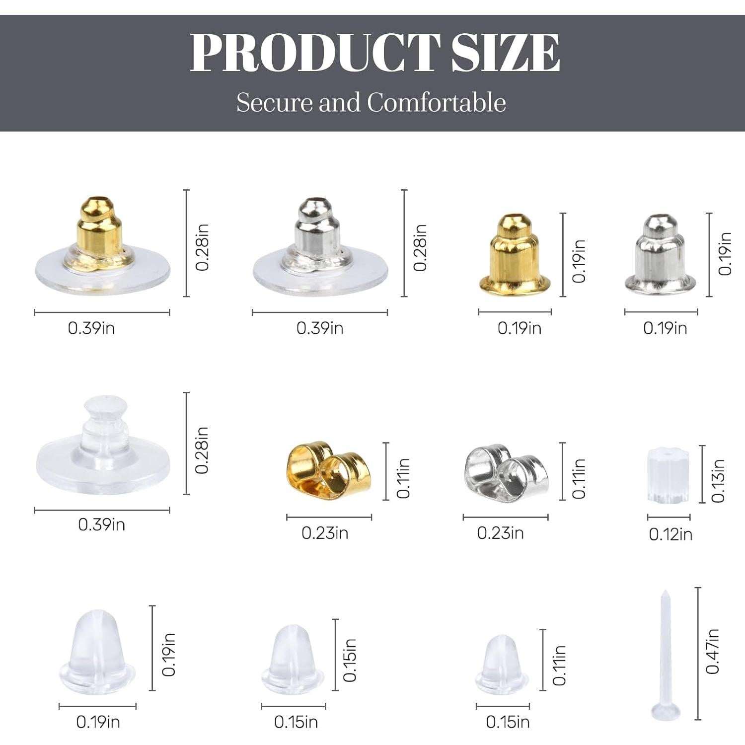 Respaldos de Aretes de Silicona Hipoalergénicos 600 Pcs DSOMHZ