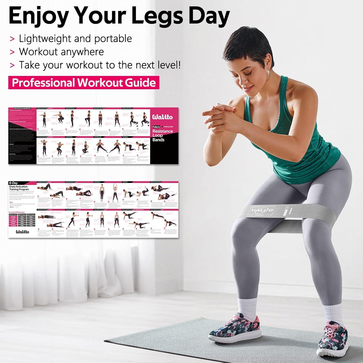 Bandas de Resistencia WALITO para Glúteos y Piernas - 5 Niveles