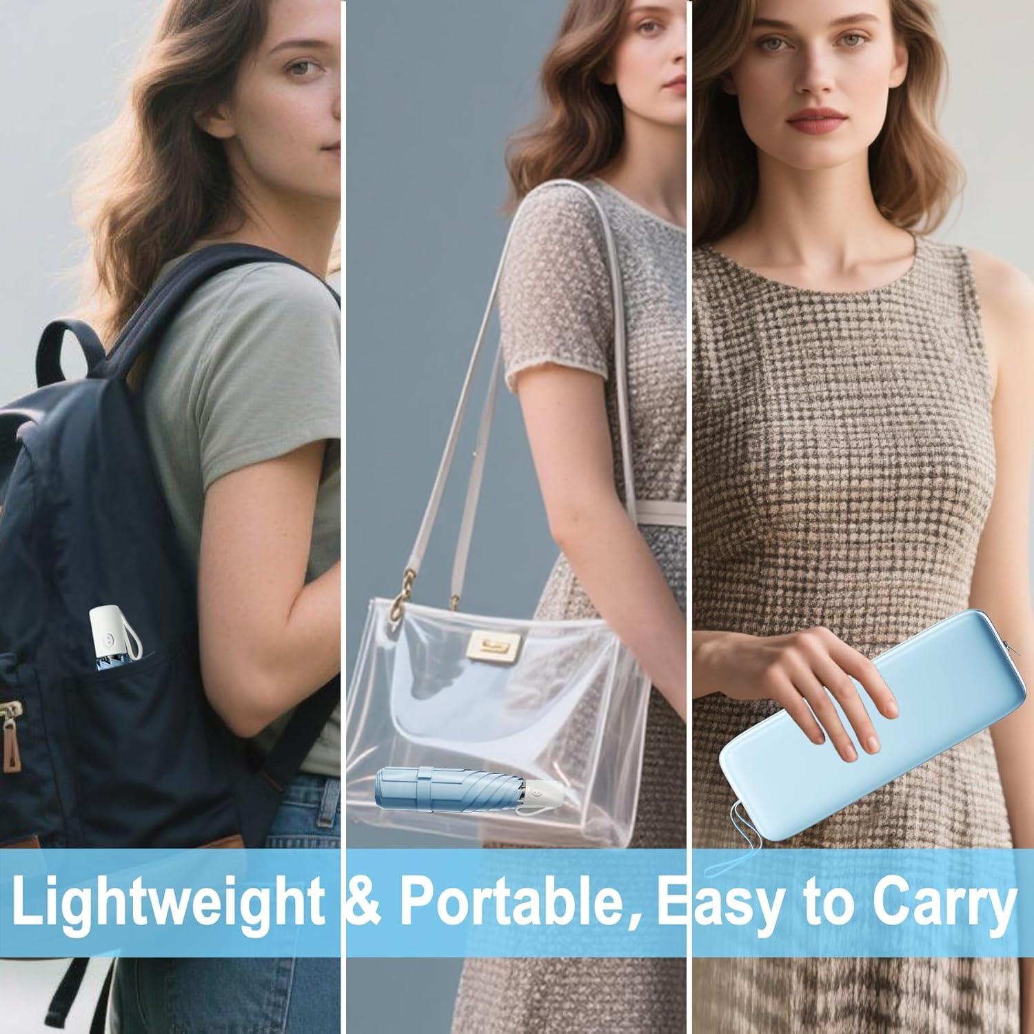 Paraguas Automático Mini Plegable Moorrlii Azul 24.89 cm