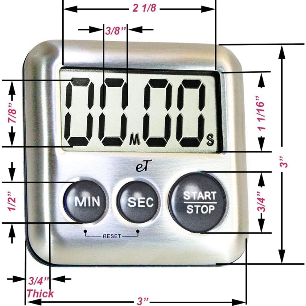 Temporizador de Cocina Digital eTradewinds Acero Inoxidable 99.7g