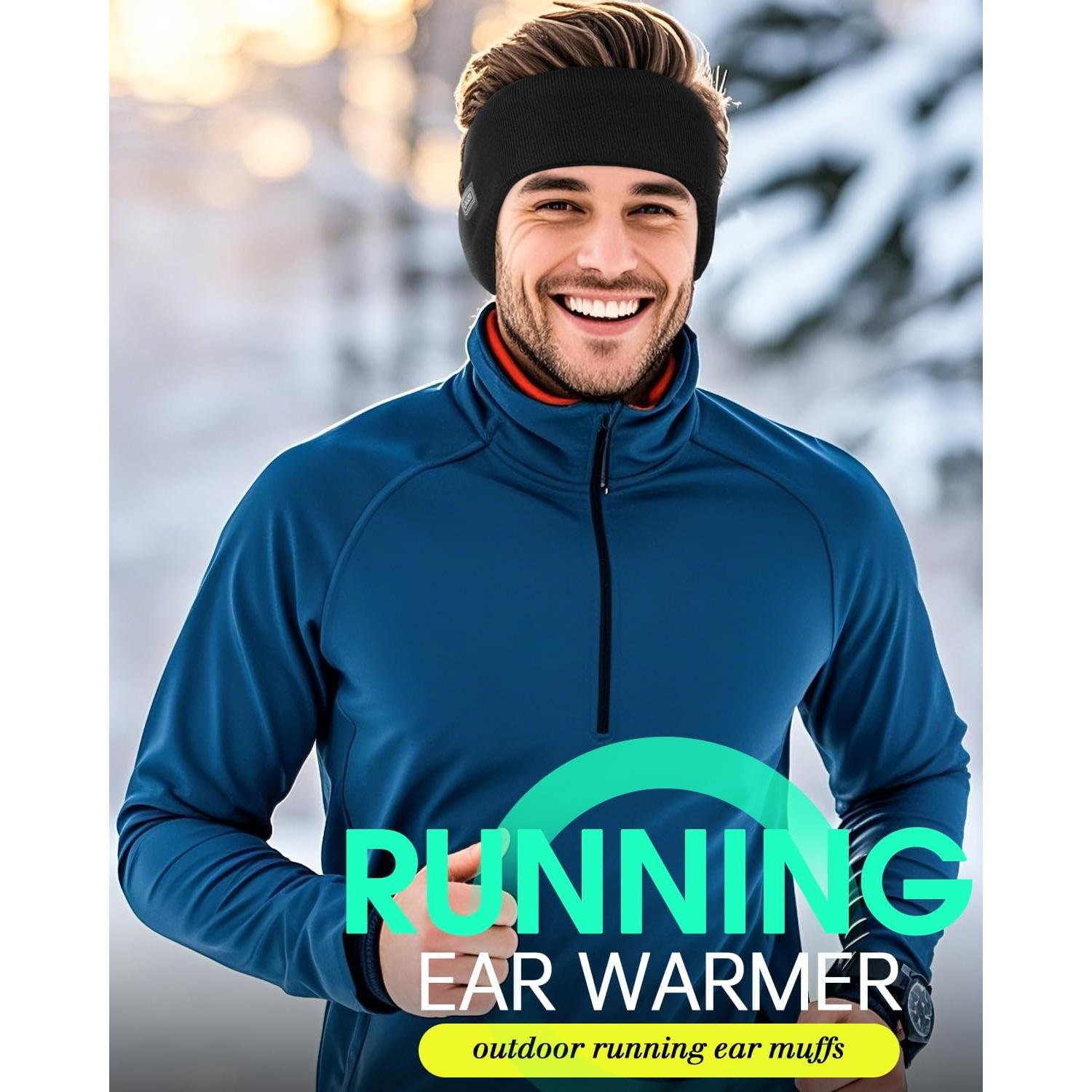 Cinta para la cabeza térmica de felpa negra - Calentador de orejas