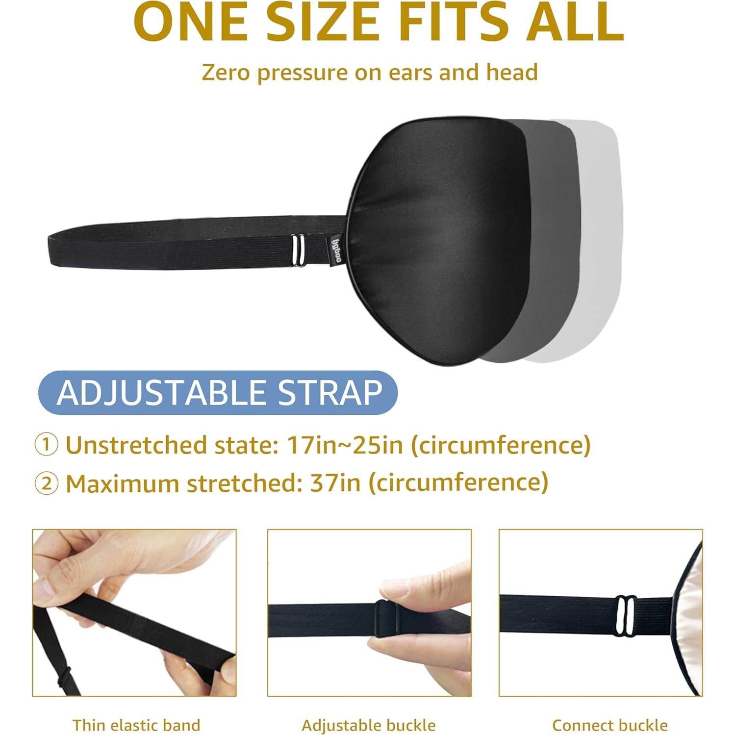 Máscara de Sueño de Seda HGBOO | 100% Seda Natural | Ajustable