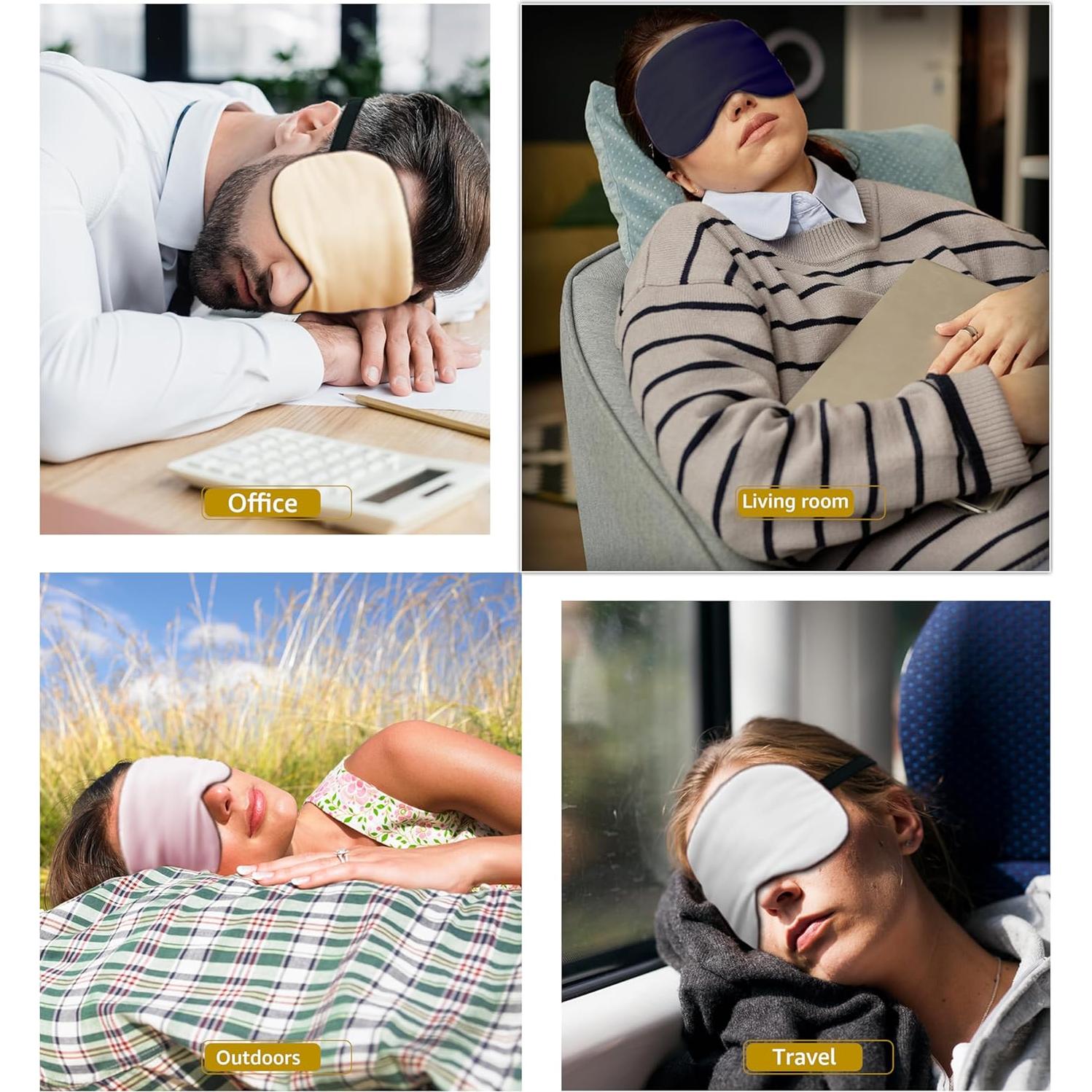 Máscara de Sueño de Seda HGBOO | 100% Seda Natural | Ajustable