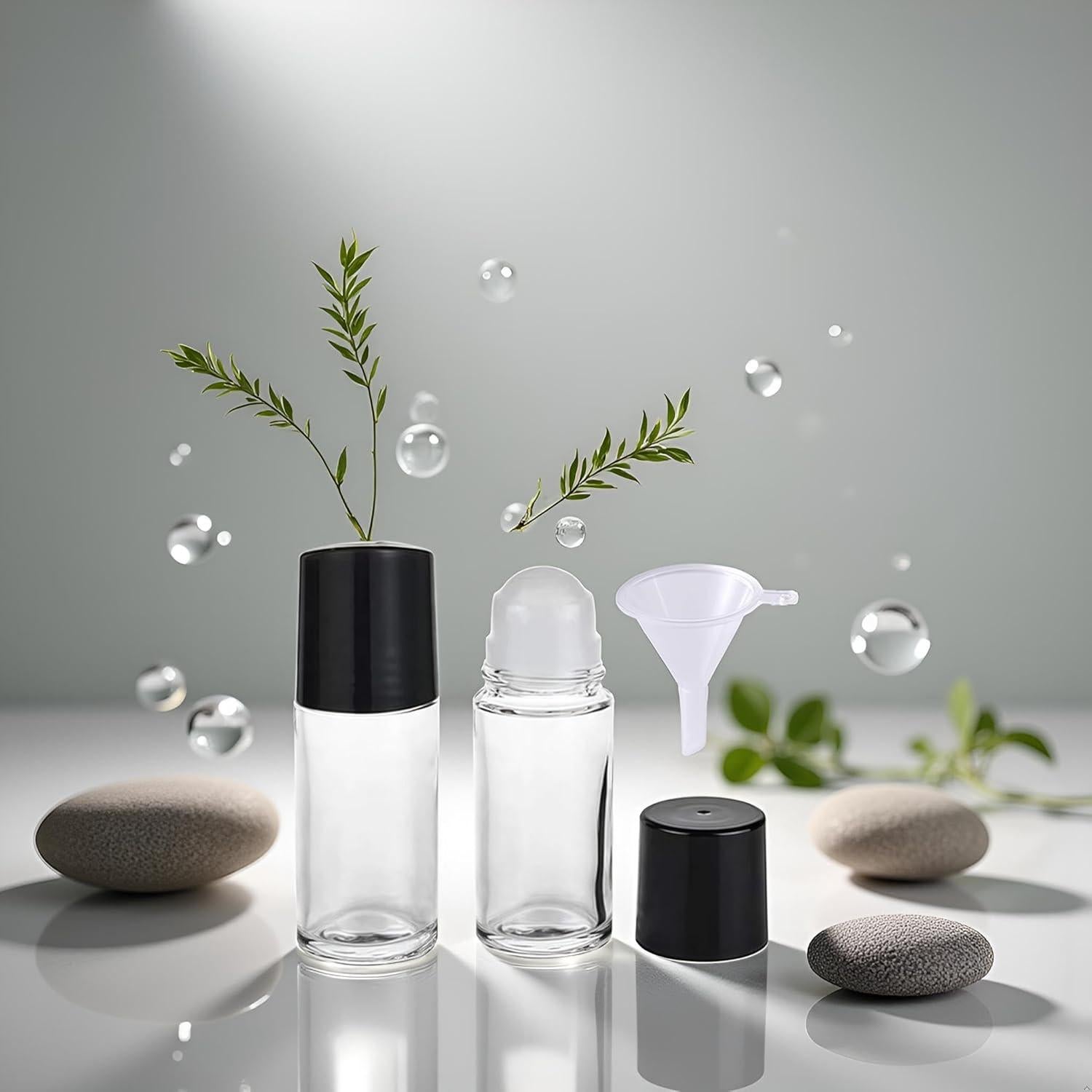 Juego de 2 Botellas Roller de Vidrio Mozff 30ml Negras