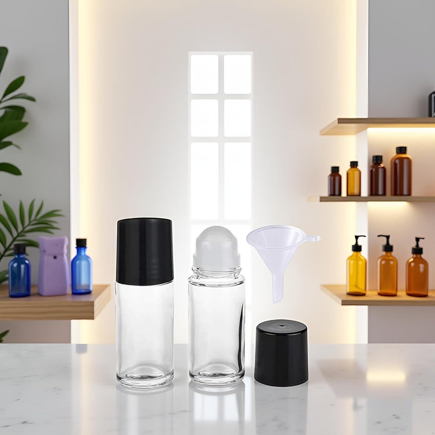 Juego de 2 Botellas Roller de Vidrio Mozff 30ml Negras