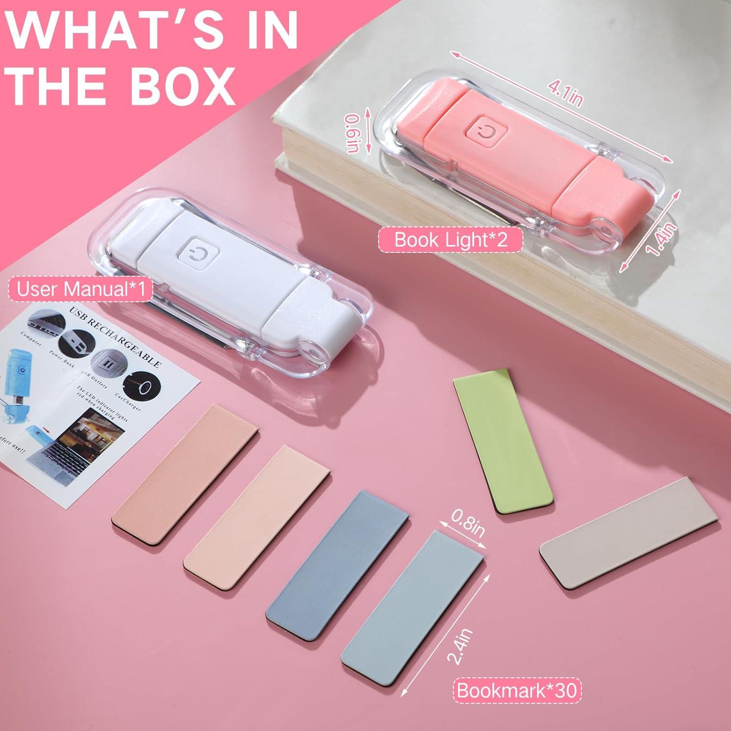 Paquete de 2 Lámparas de Lectura LED Glooglitter USB + 15 Marcadores