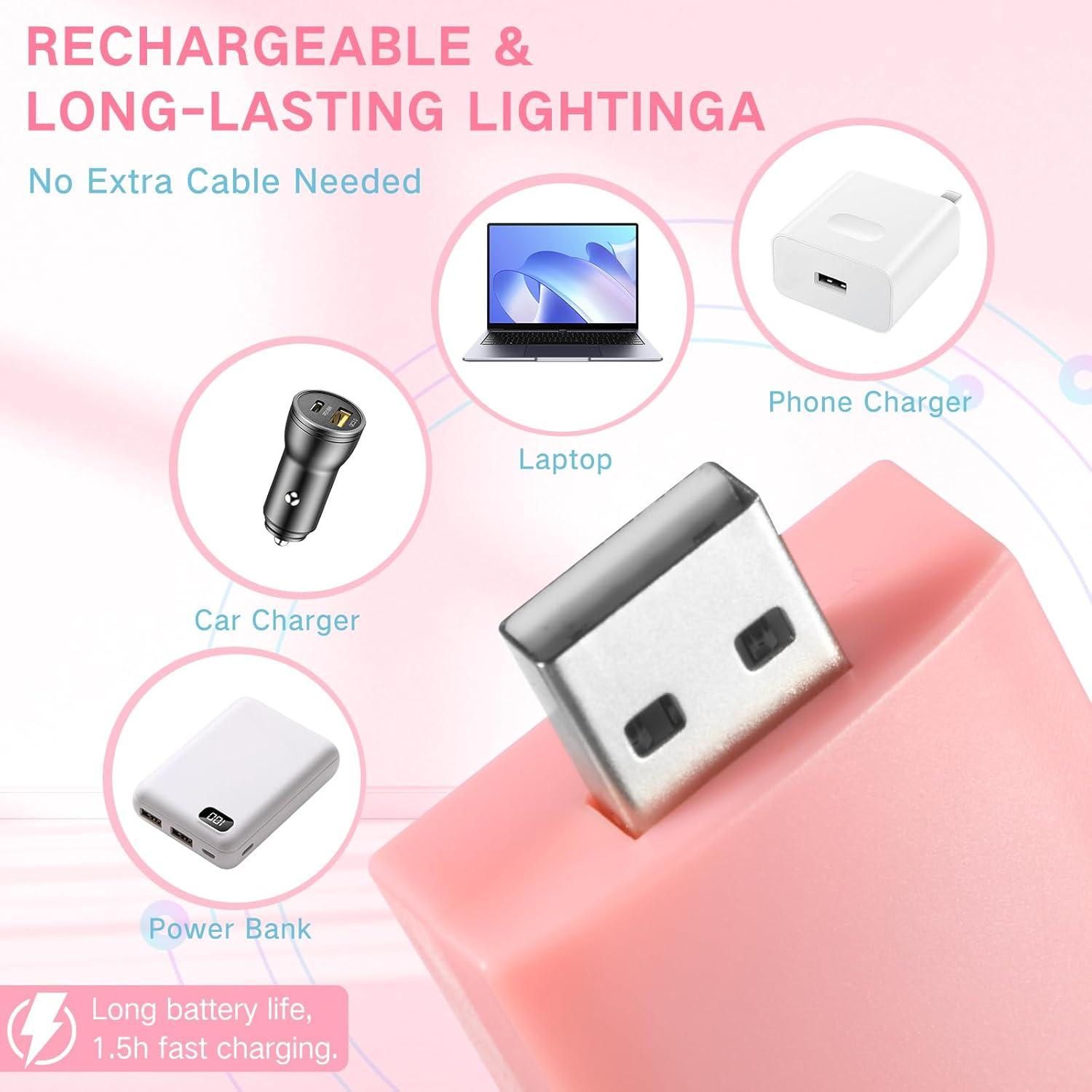 Paquete de 2 Lámparas de Lectura LED Glooglitter USB + 15 Marcadores