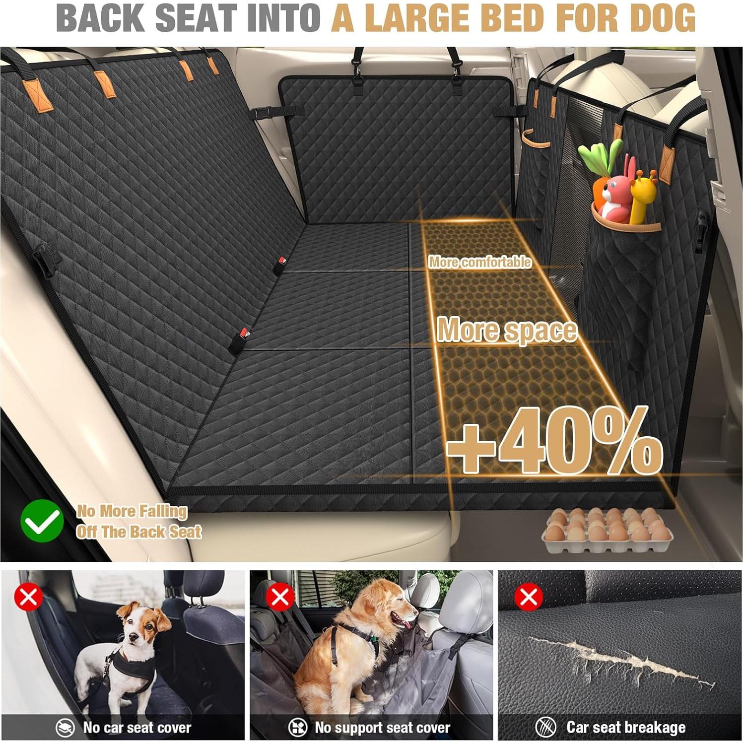 Extensor de Asiento Trasero Lekereise para Perros Negro 130x68cm