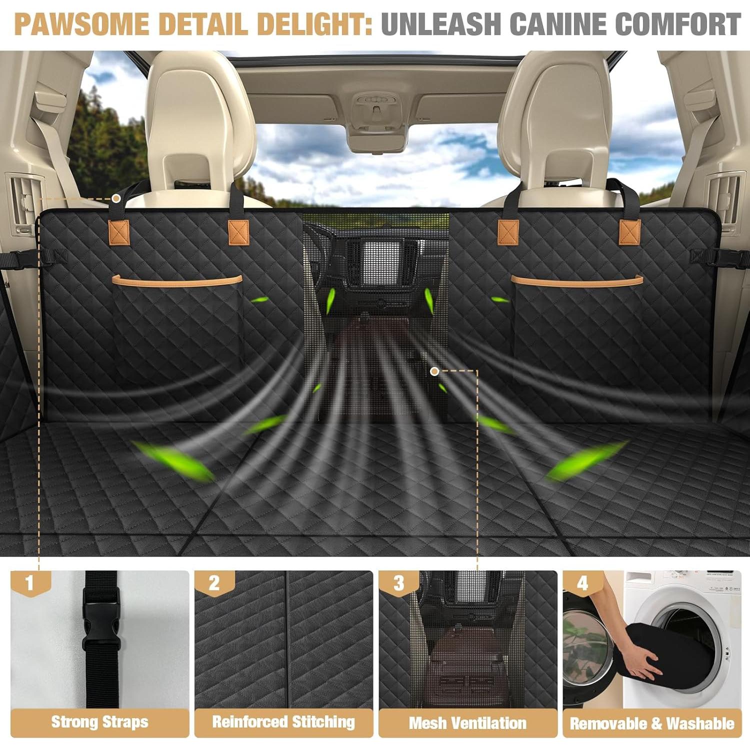 Extensor de Asiento Trasero Lekereise para Perros Negro 130x68cm