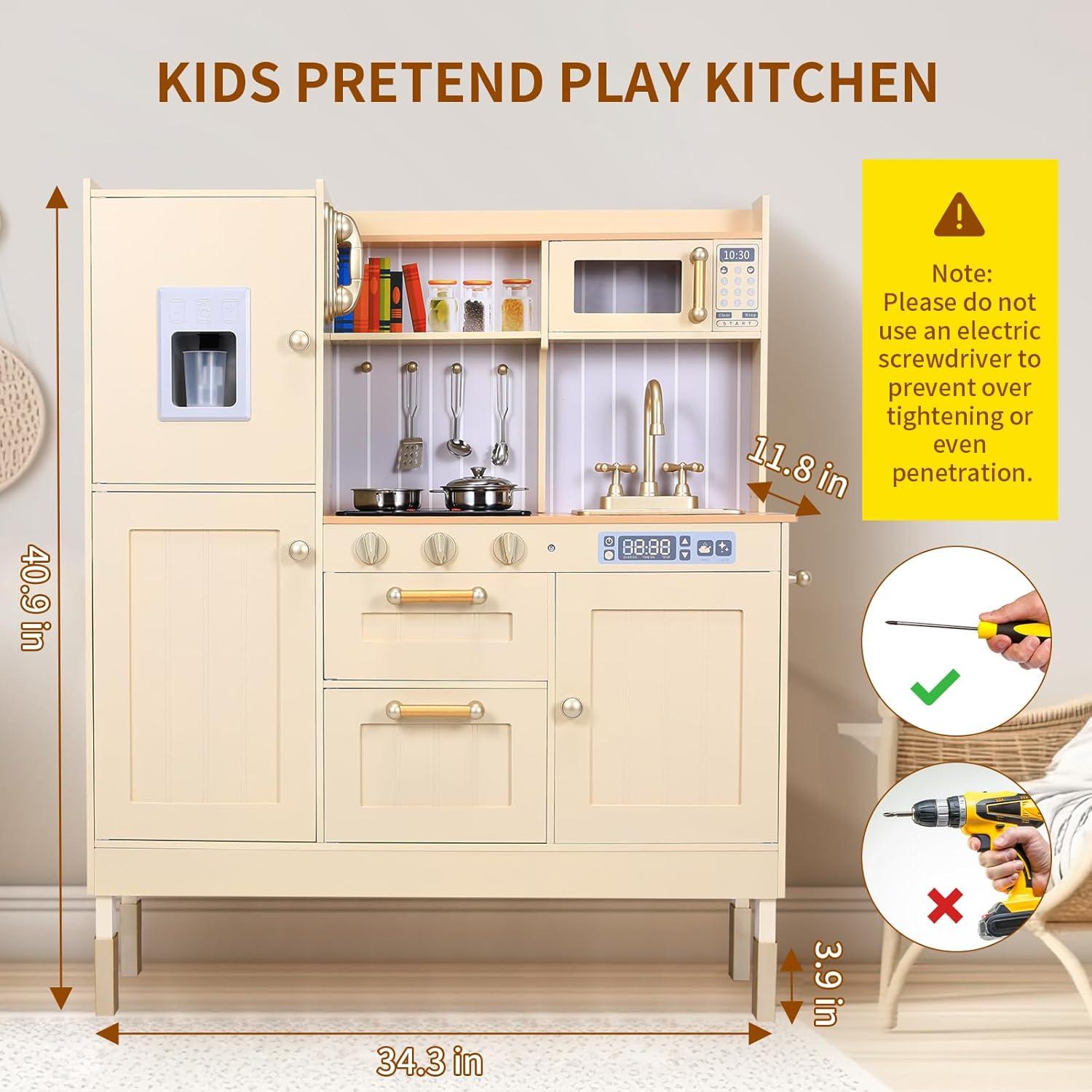 Cocina de Juguete Arlopu Beige con Luz y Sonido 103.9 cm