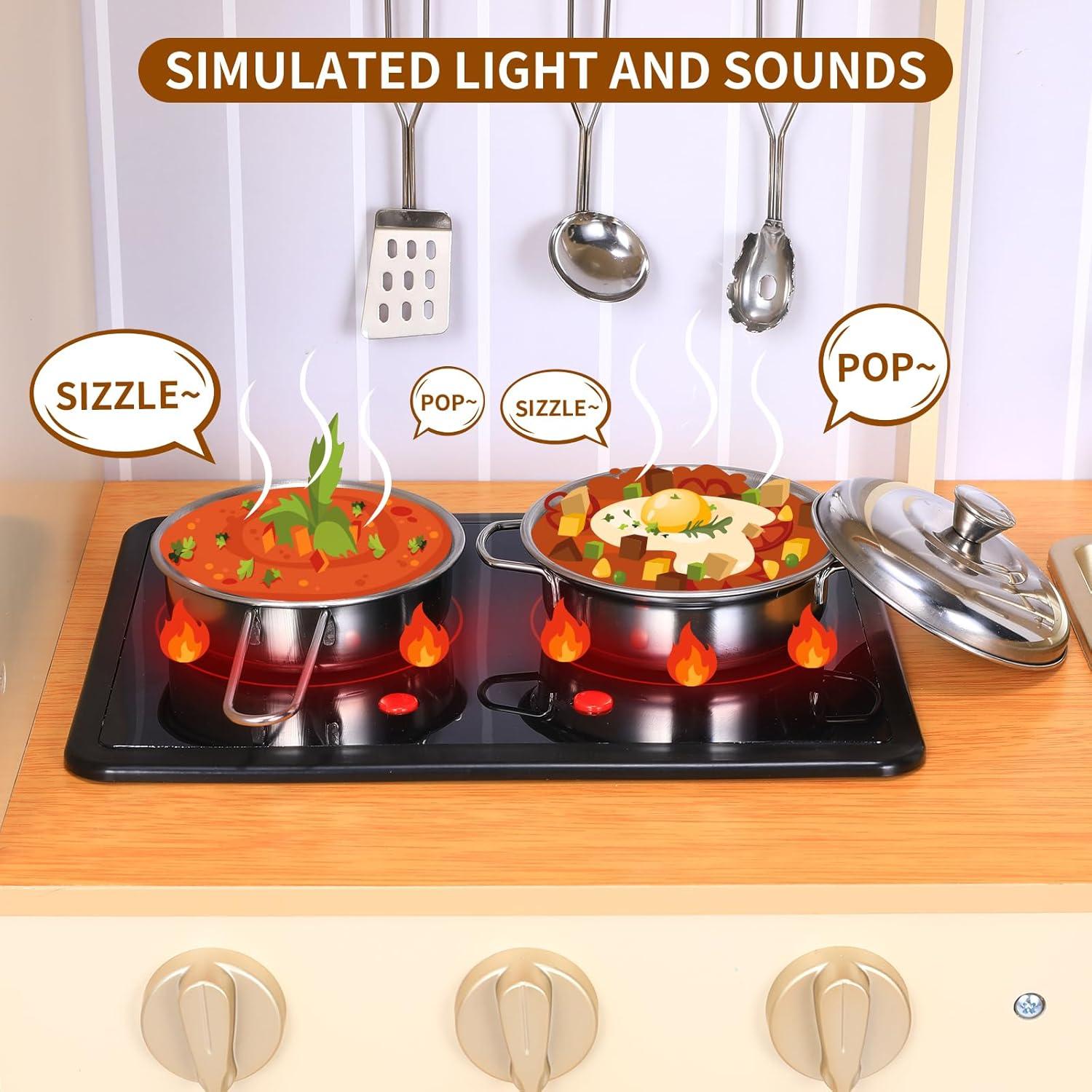 Cocina de Juguete Arlopu Beige con Luz y Sonido 103.9 cm