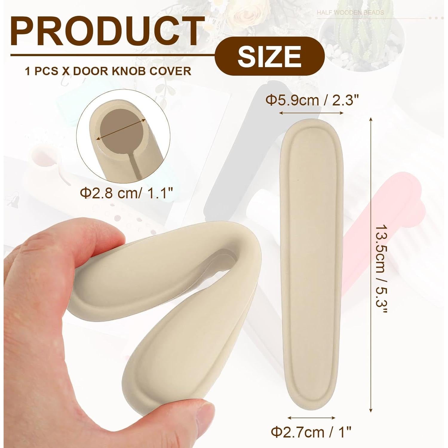 Cubierta de Manija de Puerta uxcell de Silicona Beige 7.1x38.4cm