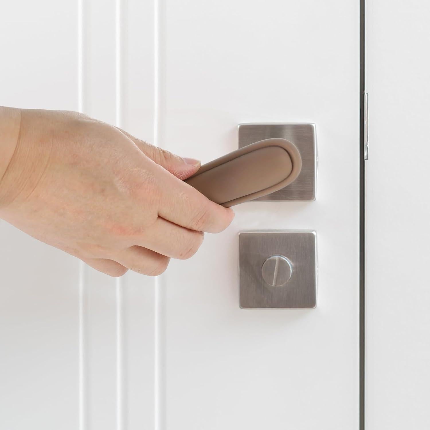 Cubierta de Manija de Puerta uxcell de Silicona Beige 7.1x38.4cm