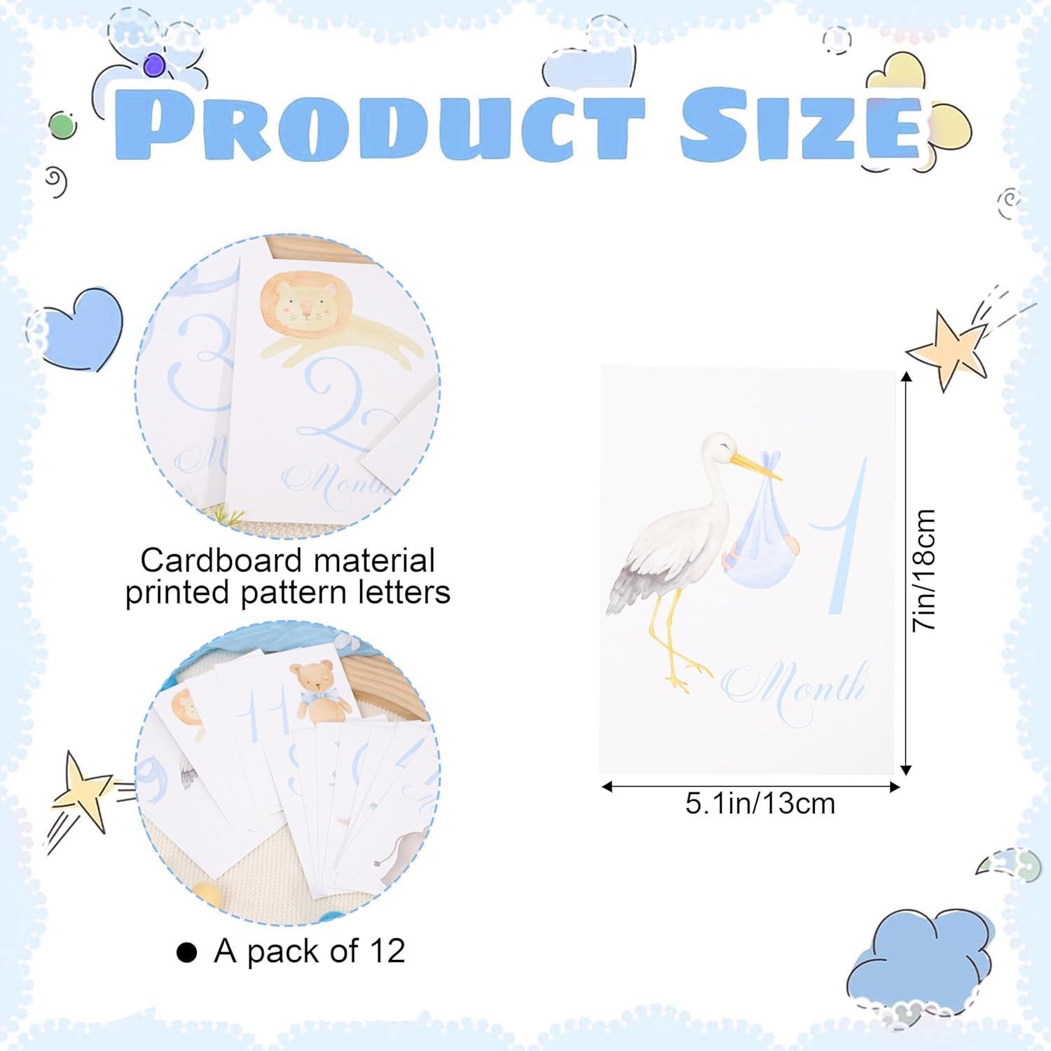 Tarjetas de Hito Mensual para Bebé BEADED - 13 Piezas Azul