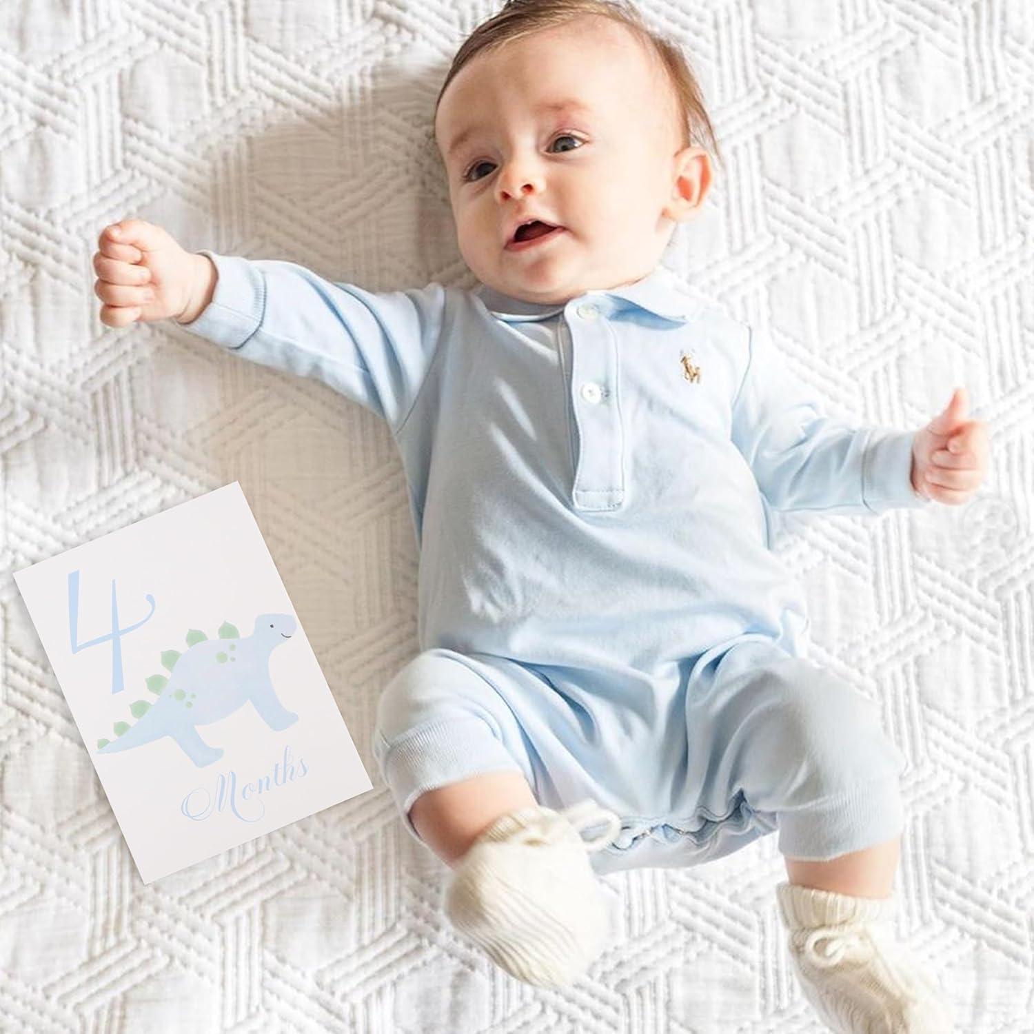 Tarjetas de Hito Mensual para Bebé BEADED - 13 Piezas Azul