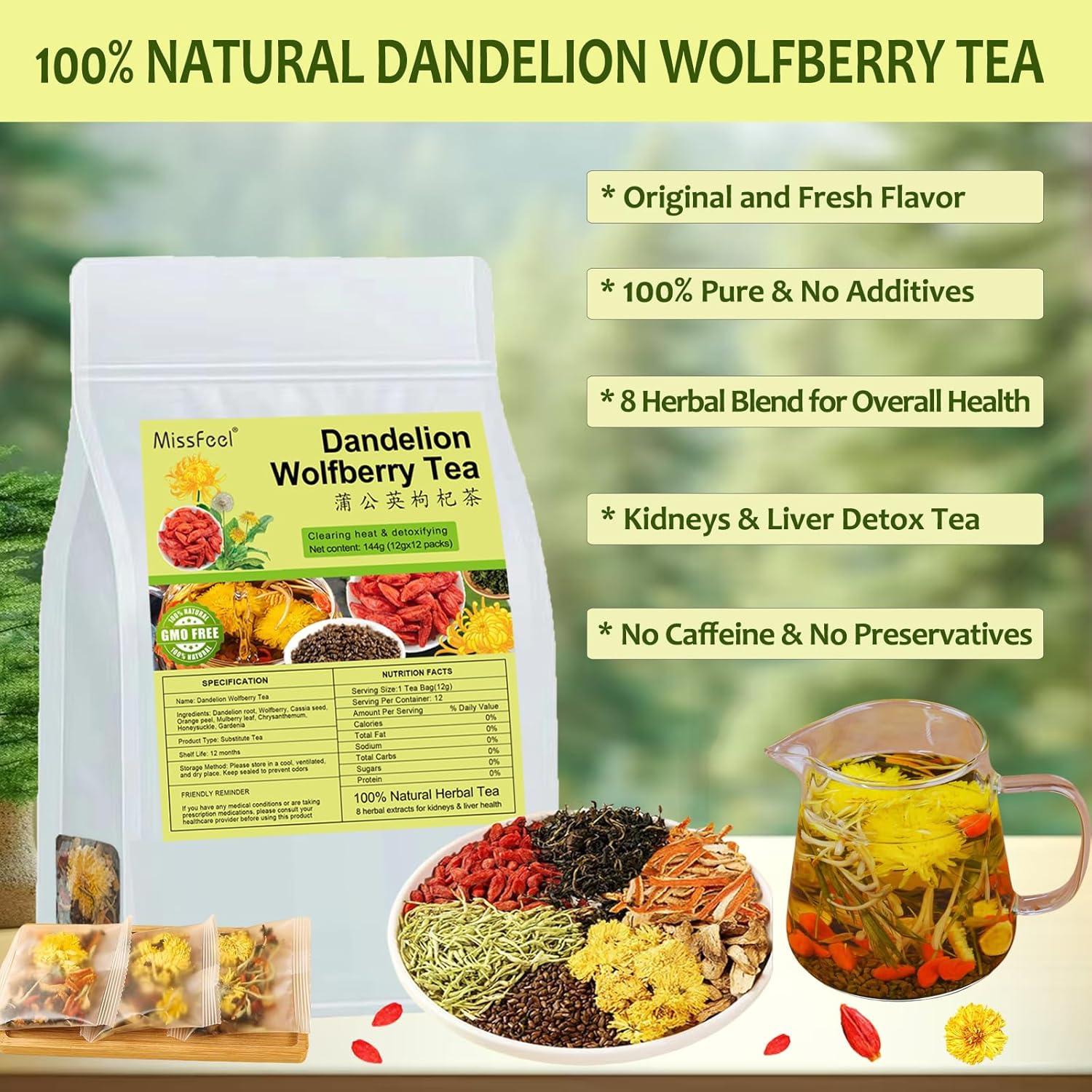 Té Herbal Natural Diente de León y Goji Miss Feel 144g