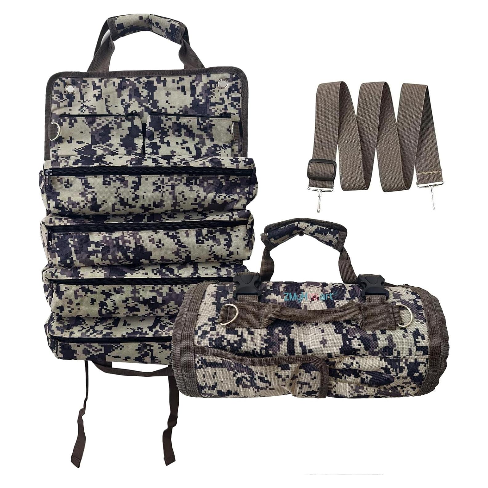 Bolsa de Herramientas Enrollable ZMyHeart Camuflaje 11 Bolsillos