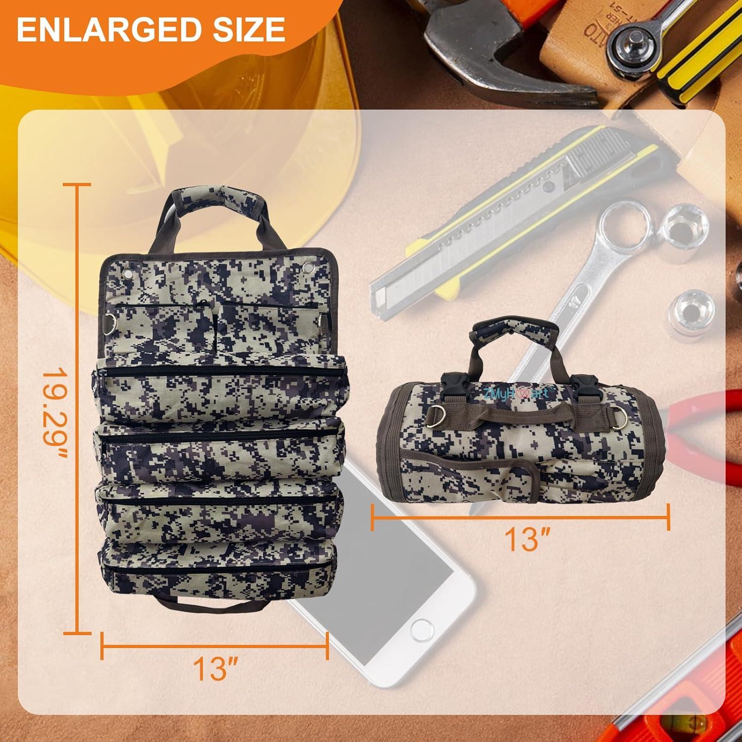 Bolsa de Herramientas Enrollable ZMyHeart Camuflaje 11 Bolsillos