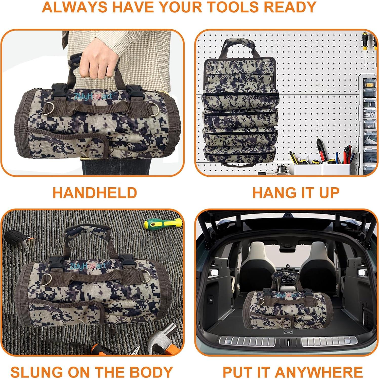 Bolsa de Herramientas Enrollable ZMyHeart Camuflaje 11 Bolsillos