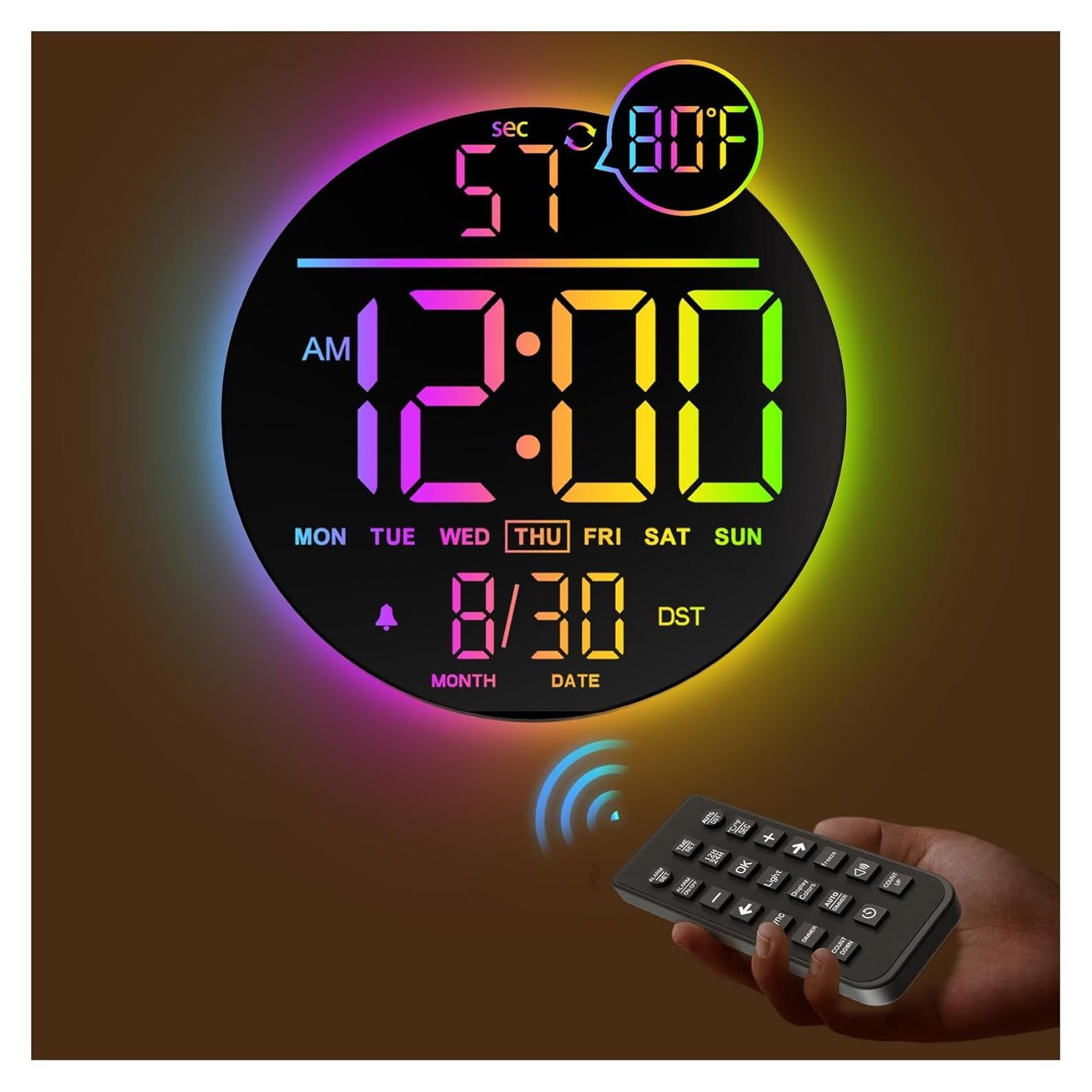 Reloj de Pared Digital JALL 10" RGB con Alarma y Temporizador