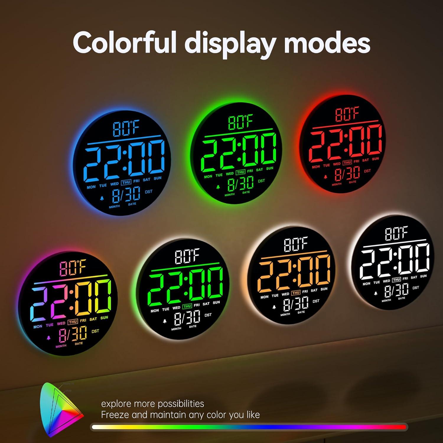 Reloj de Pared Digital JALL 10" RGB con Alarma y Temporizador