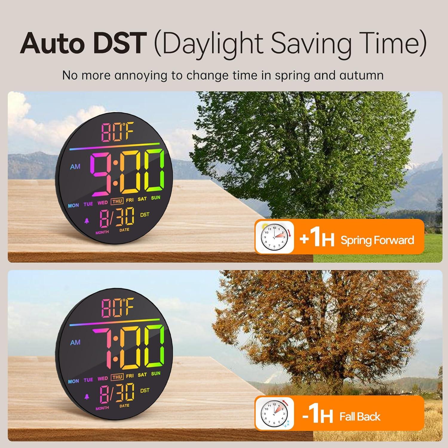 Reloj de Pared Digital JALL 10" RGB con Alarma y Temporizador