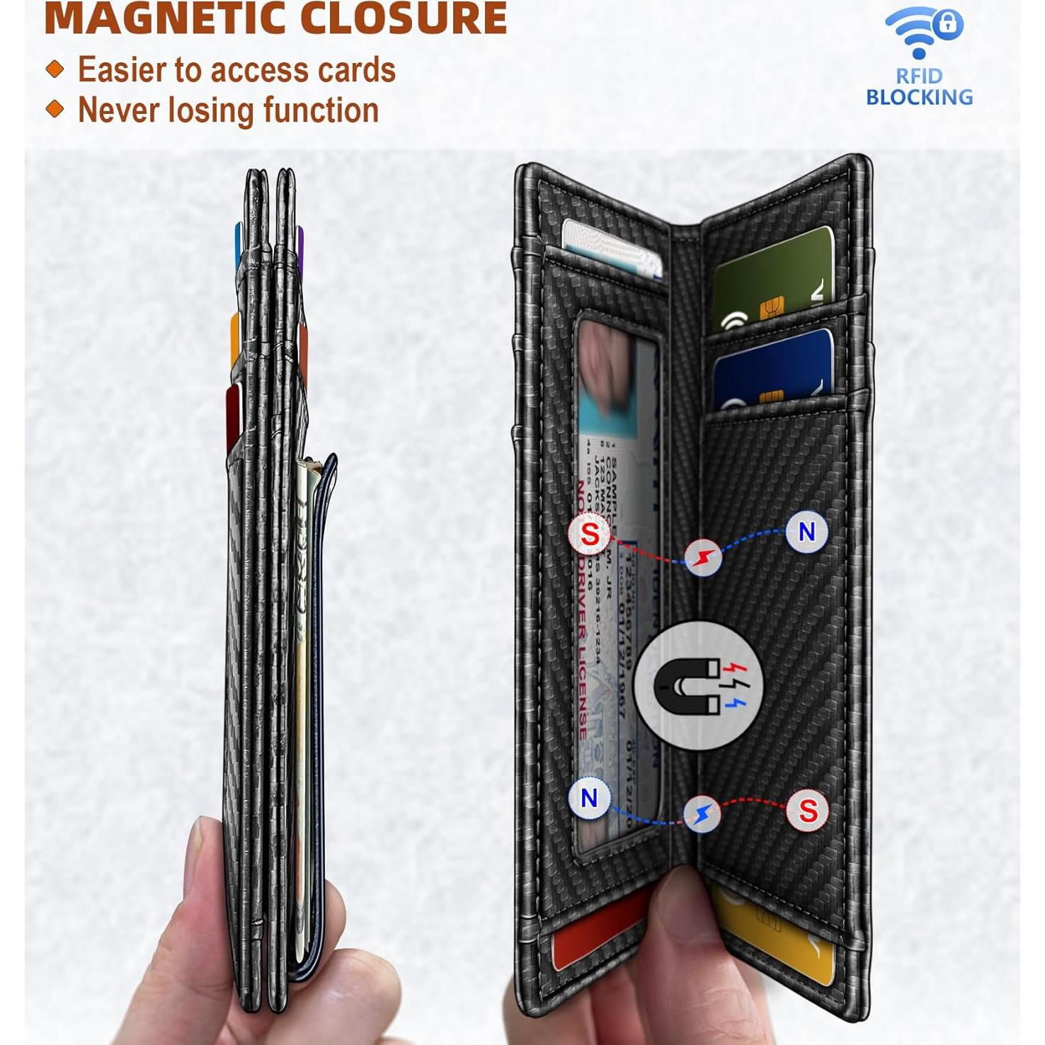 Cartera Slim BULLIANT de Cuero Genuino con Cierre Magnético y Bloqueo RFID