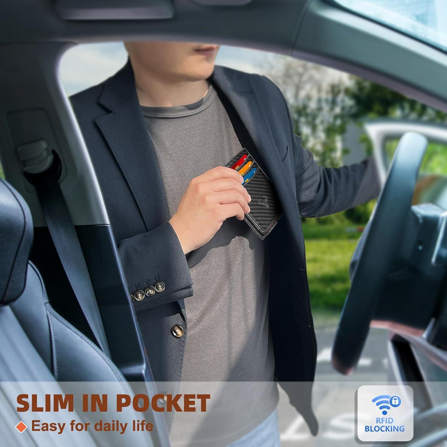 Cartera Slim BULLIANT de Cuero Genuino con Cierre Magnético y Bloqueo RFID