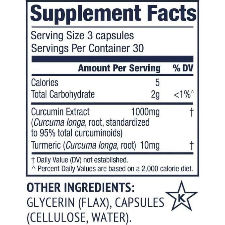 Suplemento de Curcumina Vimergy 1000mg - 90 Cápsulas Líquidas Veganas