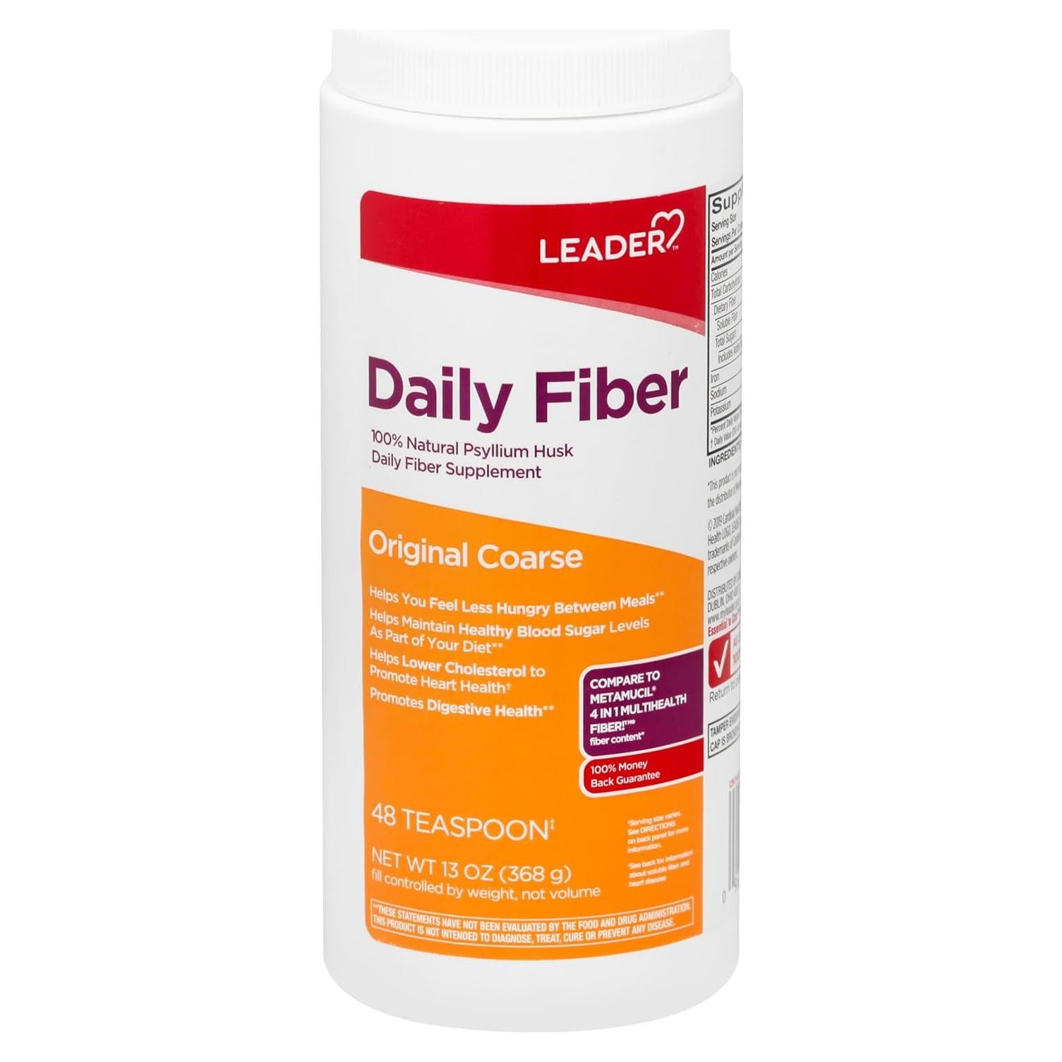 Suplemento de Fibra de Psyllium 100% Natural Leader 368.5 g