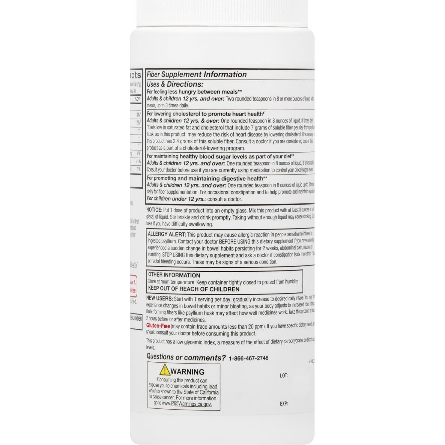 Suplemento de Fibra de Psyllium 100% Natural Leader 368.5 g